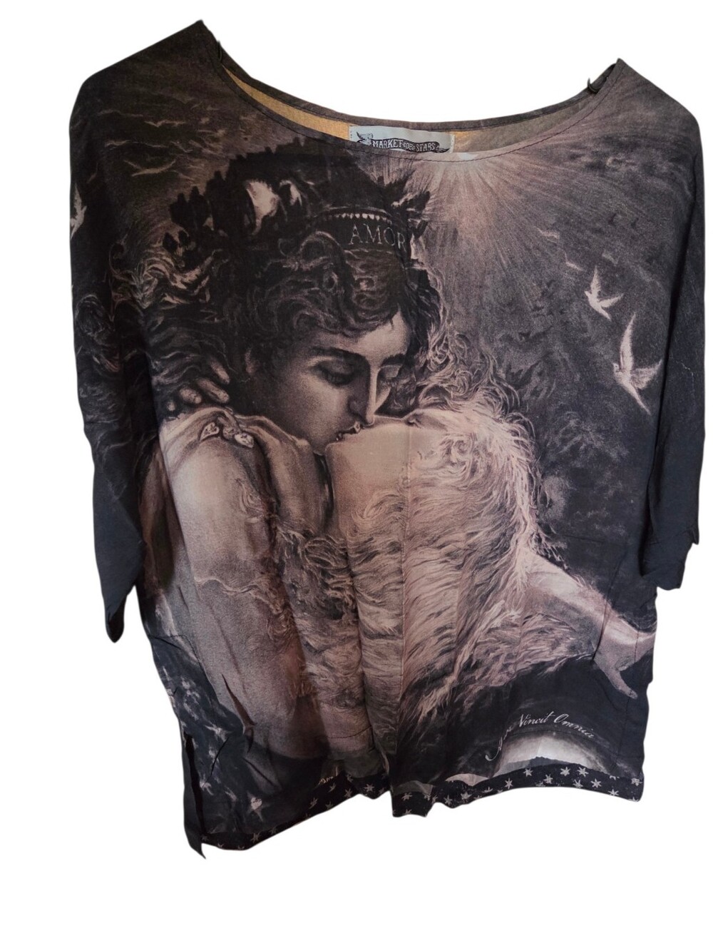 Love Conquers All Market of Stars S/M Wearable Art Whimsigoth Boho Romantic Top